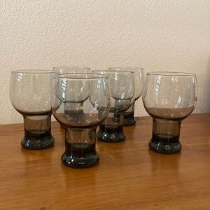 Set of 6 Vintage Smokey Drinking Glasses Mid Century Modern